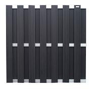 Restpartij WPC Design Scherm Antraciet met Aluminium liggers blank 180x180cm 14L
