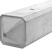 Betonpaal glad diamantkop lange sleuven hoekpaal 10x10x275cm Grijs-Wit