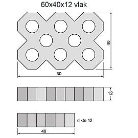 Grastegel 40x60x12cm MBI Vlak