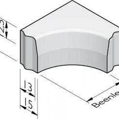 Hoekstuk-Hoekblok 13-15-25 cm inwendig R=0.3 vb grijs
