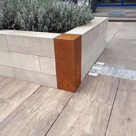Stapelblok Linia-Patio Afdekker Hoekstuk 15x15x43 cm Corten