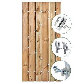Tuindeur Privacy Grenen groen geïmpregneerd 100x195 cm incl rvs deurbeslag en een cilinderslot