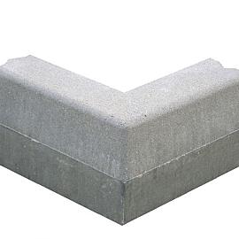 Hoekstuk 13-15x25 cm 90 gr. uitwendig vb grijs