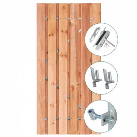 Tuindeur Privacy Red Class Wood 100x195 cm incl rvs deurbeslag en een cilinderslot