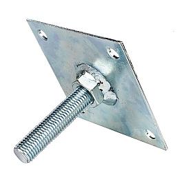 Stelplaat 10x10 cm M16 Verzinkt met vaste moer tbv betonpoer