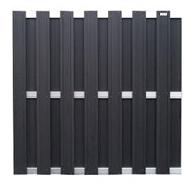 Restpartij WPC Design Scherm Antraciet met Aluminium liggers blank 180x180cm 14L