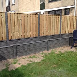 Betonpaal granietmotief diamantkop lange sleuven 3-Sponning 10x10x275cm Antraciet
