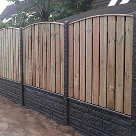 Betonpaal granietmotief ronde kop lange sleuven 3-sponning 10x10x275cm Antraciet