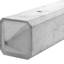 Betonpaal glad diamantkop t.b.v. bloembak hoekpaal 10x10x100cm Grijs-Wit