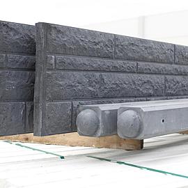 Betonplaat Dubbelzijdig Rotsmotief 184x36x4.8cm Antraciet