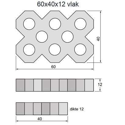 Grastegel 40x60x12cm MBI Vlak