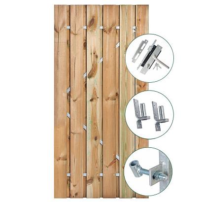 Tuindeur Privacy Grenen groen geïmpregneerd 100x195 cm incl rvs deurbeslag en een cilinderslot