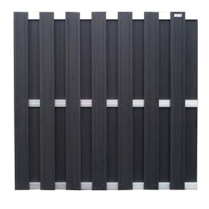 Restpartij WPC Design Scherm Antraciet met Aluminium liggers blank 180x180cm 14L