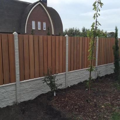 Betonpaal granietmotief diamantkop lange sleuven 3-sponning 10x10x275cm Grijs-Wit