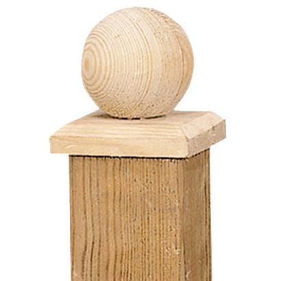 Paalornament Bol + plaat hout 80x80 mm