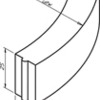 Bochtband 13-15x25-78.5cm R=8 uitwendig vb grijs