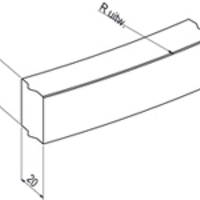 Bochtband 18-20x25-78.5 cm R=2  vb grijs uitwendig