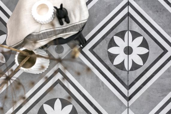 GeoCeramica 60x60x4 cm Concreet Flower Decorate