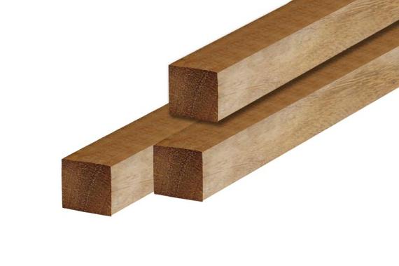 Paal hardhout geschaafd gepunt 6.5x6.5x300 cm