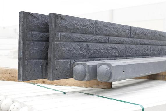 Betonplaat Dubbelzijdig Rotsmotief 184x36x4.8cm Antraciet