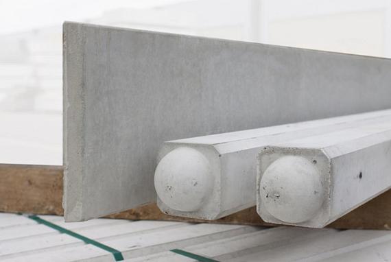 Betonpaal glad ronde kop 3-sponning 10x10x310cm Grijs-Wit