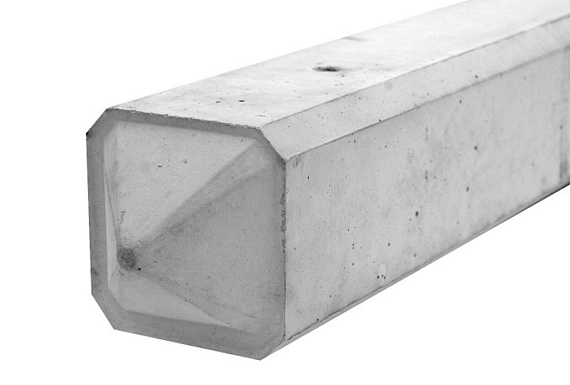 Betonpaal glad diamantkop lange sleuven 3-sponning 10x10x275cm Grijs-Wit