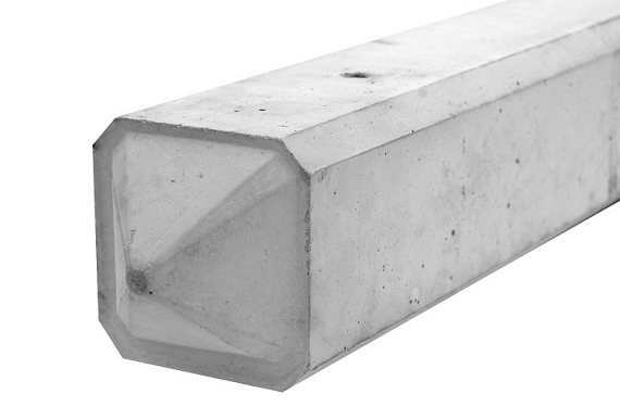 Betonpaal glad diamantkop t.b.v. bloembak tussenpaal 10x10x100cm Grijs-Wit