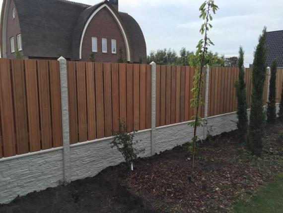 Betonpaal granietmotief diamantkop lange sleuven 3-sponning 10x10x275cm Grijs-Wit