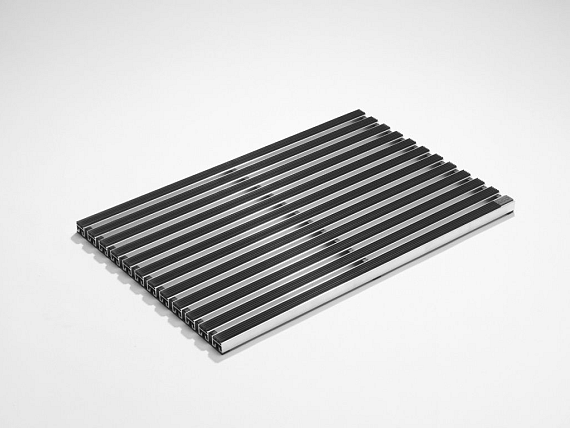 ACO Aluminium met rubberstroken. zwart 50x100x6.2