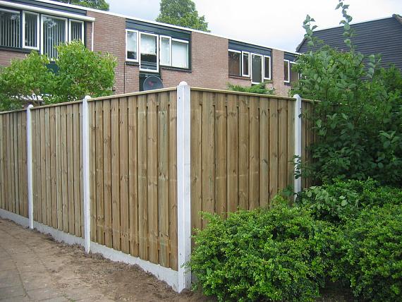 Betonpaal glad ronde kop 3-sponning 10x10x310cm Grijs-Wit