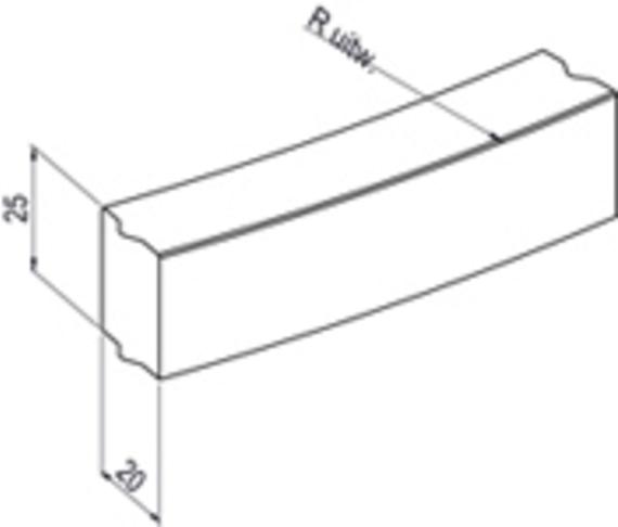 Bochtband 18-20x25-78.5 cm R=2  vb grijs uitwendig