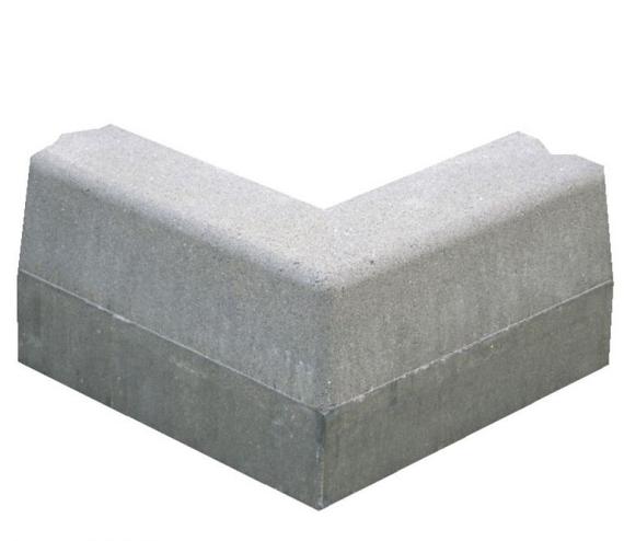 Hoekstuk 13-15x25 cm 90 gr. uitwendig vb grijs
