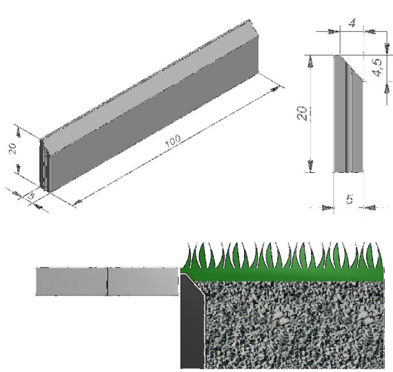 Opsluitband Sans Veu 06x20x100 cm antraciet - onzichtbaar