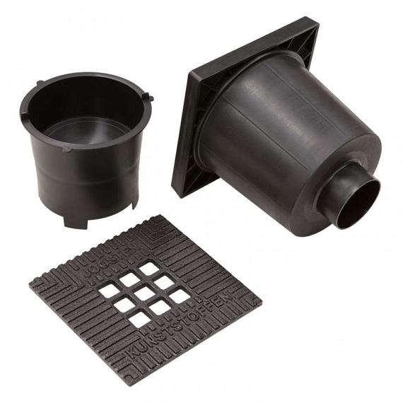 Kolk Vloerput + Gietijzer Deksel 20x20cm Ø75 mm