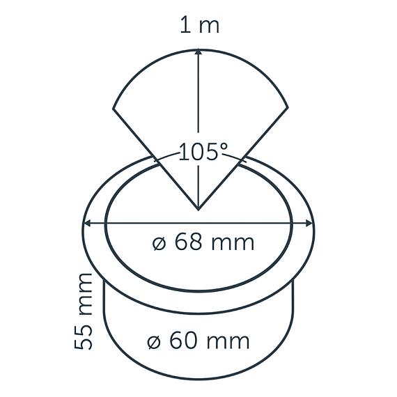 In-lite FUSION 60 Integrated 12V-1W LED RVS Ø60mm WW