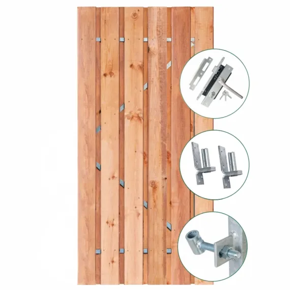Tuindeur Privacy Red Class Wood 100x195 cm incl rvs deurbeslag en een cilinderslot
