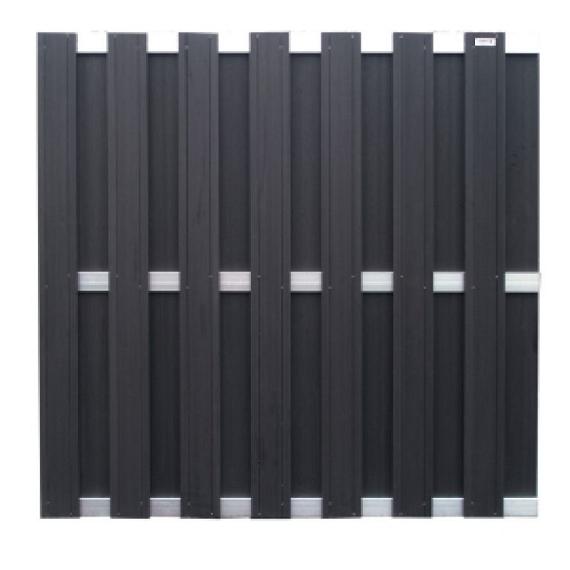 Restpartij WPC Design Scherm Antraciet met Aluminium liggers blank 180x180cm 14L