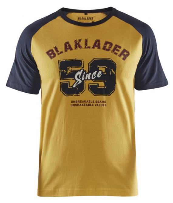 T-shirt Limited Retro Blaklader since 1959 940410423686L Geel-Marineblauw mt. L