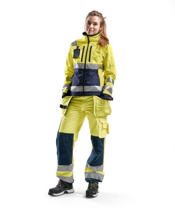 Dames Werkbroek High vis 154318043389C34 High Vis Geel-Marineblauw mt. C34