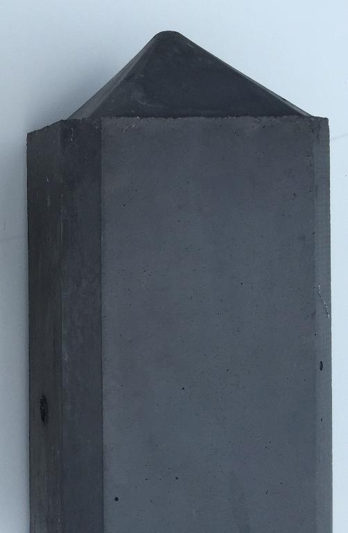 Betonpaal glad diamantkop 3-sponning 10x10x310cm Antraciet (2 onderplaten van 26cm)