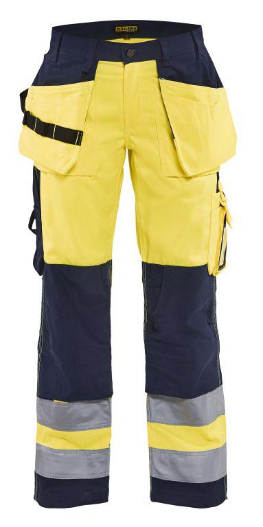 Dames Werkbroek High vis 154318043389C34 High Vis Geel-Marineblauw mt. C34