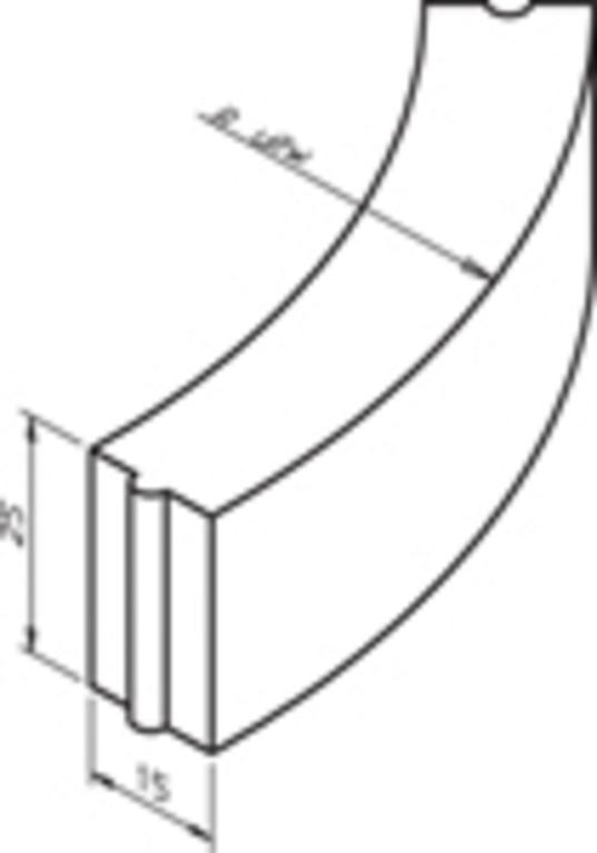 Bochtband 13-15x25-78.5cm R=8 uitwendig vb grijs